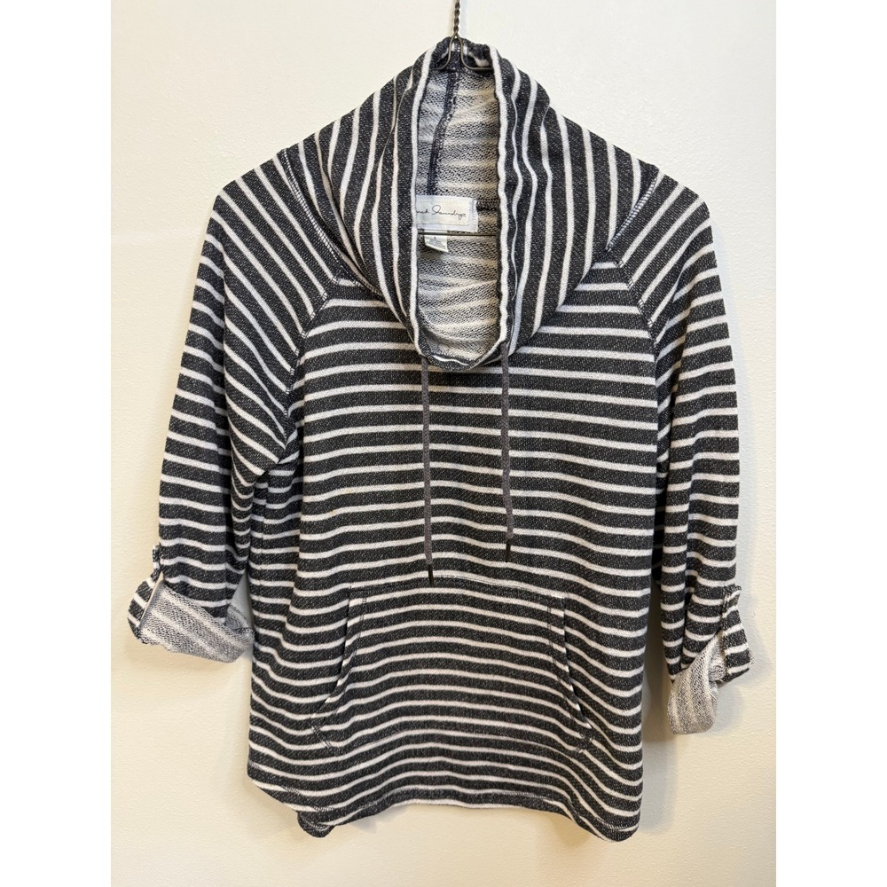 Preppy French Laundry Cowl Neck Pullover Women S Blue White Excelent Striped Top